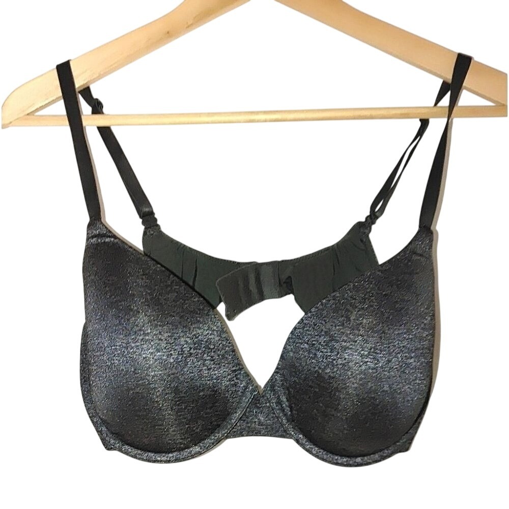 Victoria's Secret Semi Uplift Demi Bra 36D Heathered Charcoal Gray Neutral Nylon